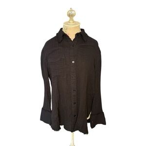 Urban Outfitters Button Down Crinkle Frayed Top – Women’s XS Petite